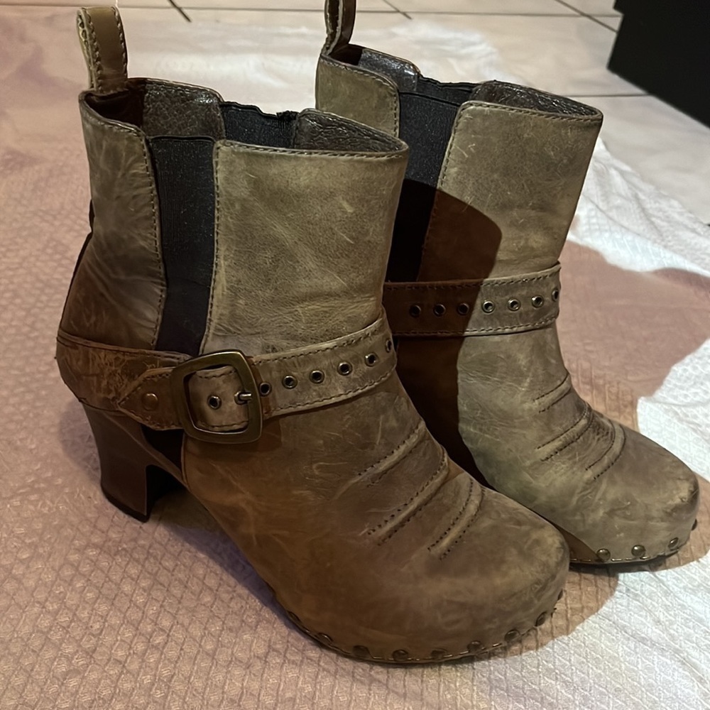 Dansko Reegan Leather Moto Ankle Boot Clogs Size 37 6.5-7 - Picture 4 of 11